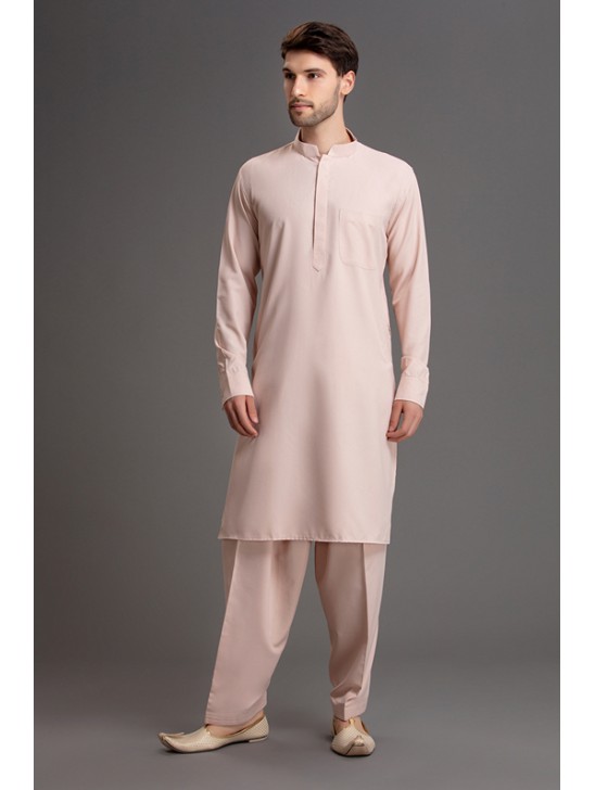 PEACH KURTA SHALWAR DESIGNER READYMADE PAKISTANI SUIT FOR MEN