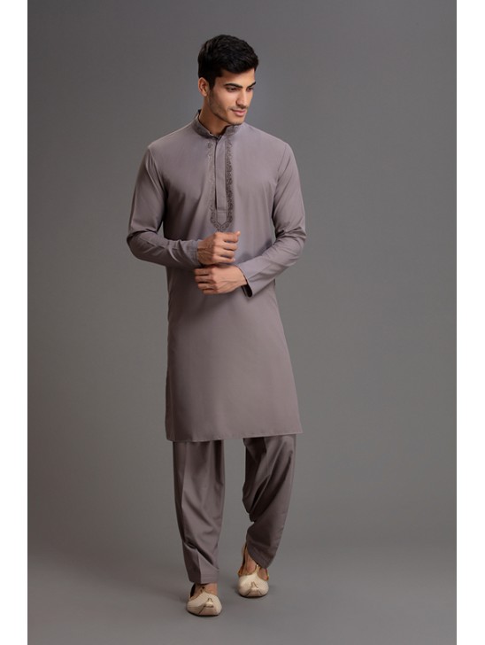 GREY DESIGNER KURTA SUIT FOR MEN