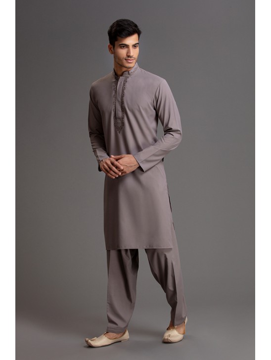 GREY DESIGNER KURTA SUIT FOR MEN