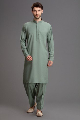 OLIVE GREEN MENS KURTA SALWAR SUIT