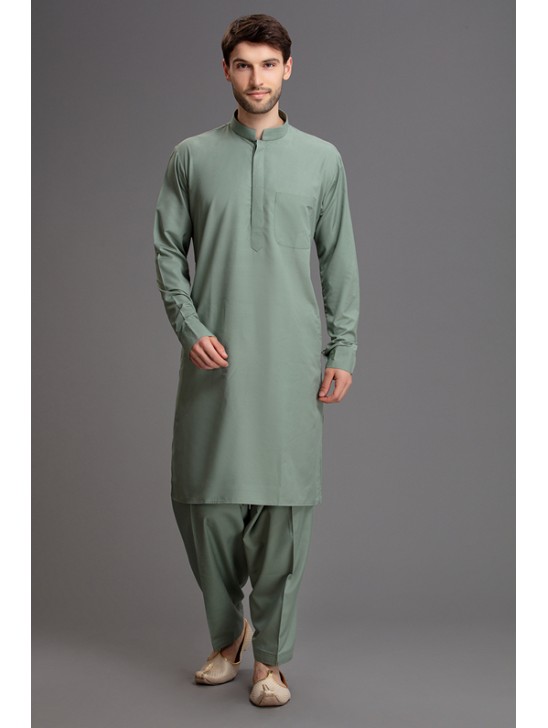 OLIVE GREEN MENS KURTA SALWAR SUIT