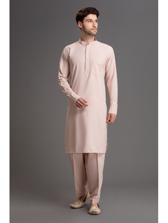 PEACH KURTA SHALWAR DESIGNER READYMADE PAKISTANI SUIT FOR MEN