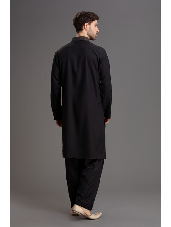 BLACK PAKISTANI KURTA SHALWAR READY TO WEAR SUIT