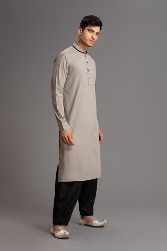 GREY AND BLACK DESIGNER PAKISTANI MENS DRESS