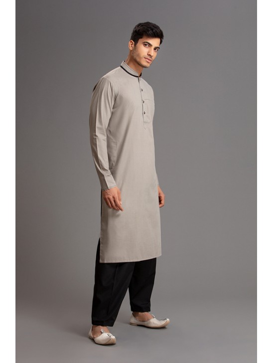 GREY AND BLACK DESIGNER PAKISTANI MENS DRESS