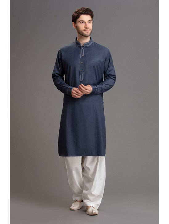 ELEGANT MIDNIGHT NAVY BLUE MEN SALWAR KAMEEZ OUTFIT