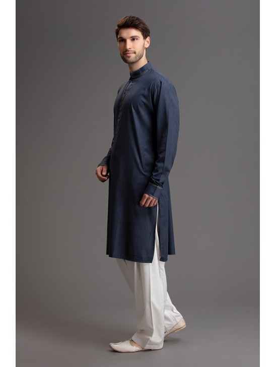 ELEGANT MIDNIGHT NAVY BLUE MEN SALWAR KAMEEZ OUTFIT