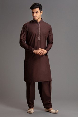 CHOCO BROWN MENSWEAR KURTA SALWAR PAKISTANI SUIT