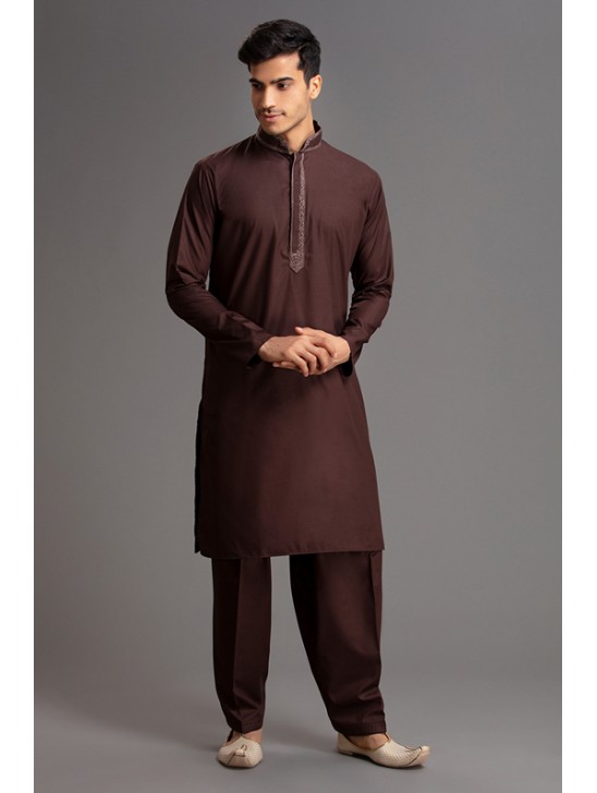 CHOCO BROWN MENSWEAR KURTA SALWAR PAKISTANI SUIT