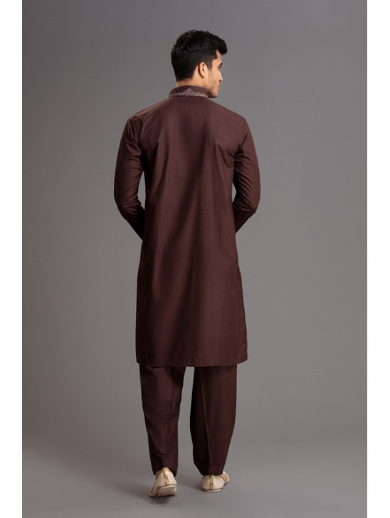 CHOCO BROWN MENSWEAR KURTA SALWAR PAKISTANI SUIT