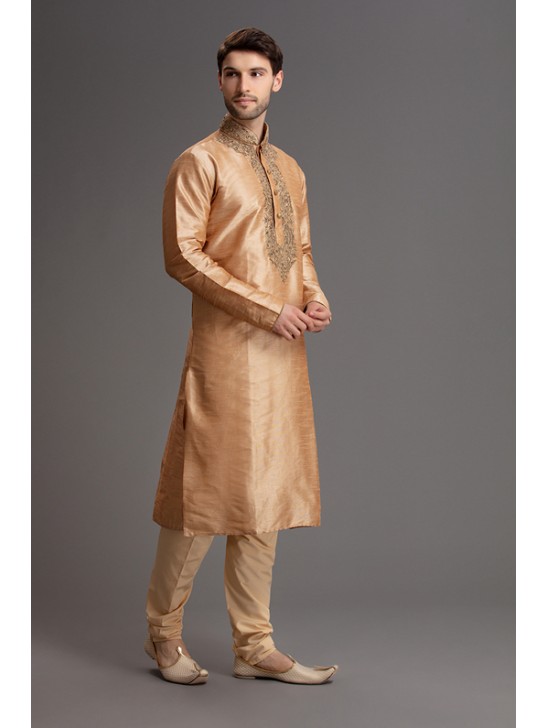 RICH GOLD EMBROIDERED KURTA PAJAMA DRESS FOR GROOM