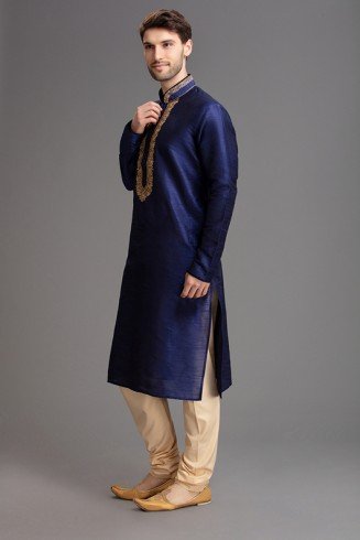 MAGNIFICENT NAVY BLUE INDIAN FESTIVE MENSWEAR KURTA PAJAMA SUIT