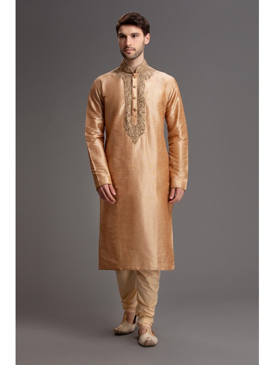 RICH GOLD EMBROIDERED KURTA PAJAMA DRESS FOR GROOM