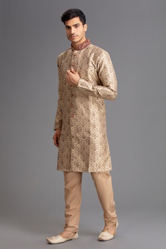 GOLD MEN'S WEDDING SHERWANI SUIT 