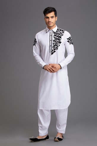 WHITE COMFORTABLE AND STYLISH PAKISTANI EID KURTA SALWAR 