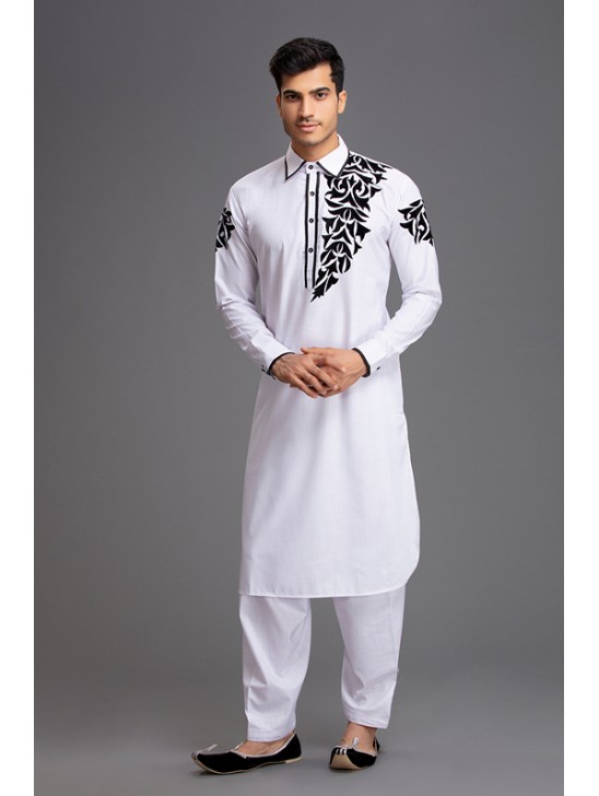 WHITE COMFORTABLE AND STYLISH PAKISTANI EID KURTA SALWAR