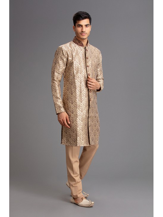 GOLD MEN S WEDDING SHERWANI SUIT