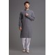 GREY READY TO WEAR PAKISTANI MEN KURTA SHALWAR SUIT