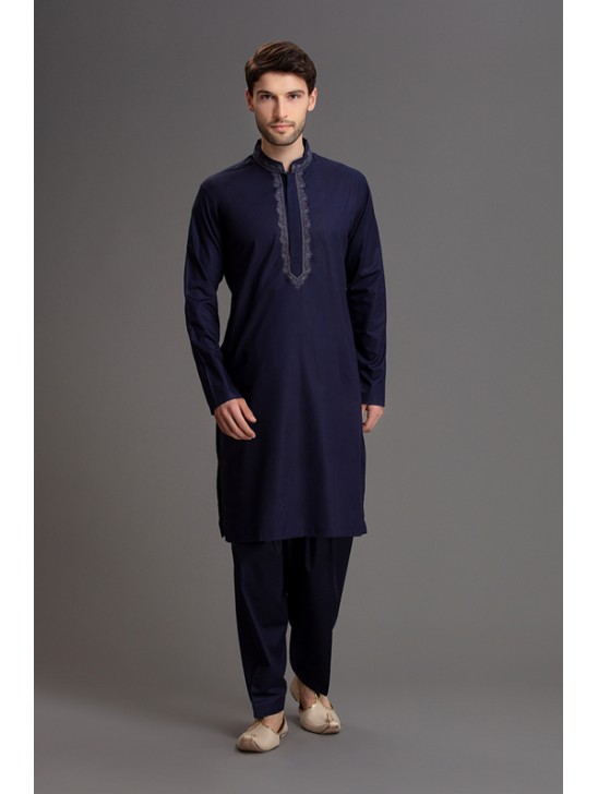 NAVY BLUE DESIGNER MEN S KURTA SHALWAR