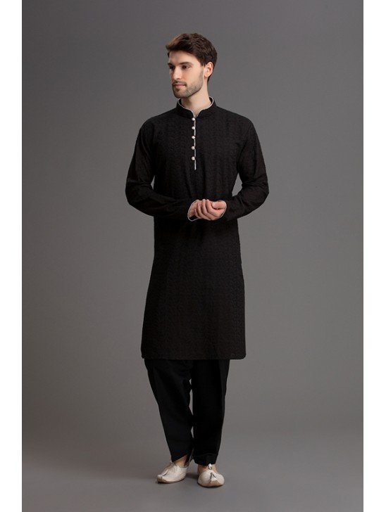 JET BLACK PAKISTANI MEN S KURTA SHALWAR