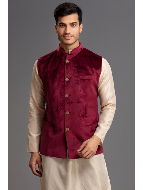 STUNNING DARK MAROON MENS JACKET WAISTCOAT