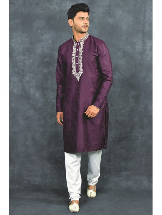 Purple Indian Kurta Festive Menswear Suit