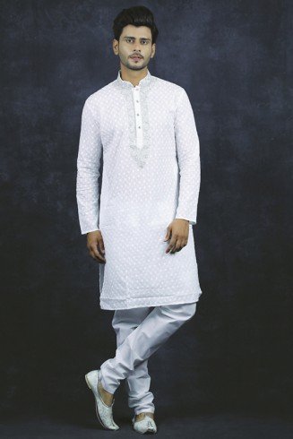 White Punjabi Kurta Indian Mens Suit