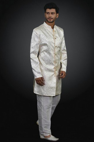 Gold Prince Coat & Pajama Suit Indian Ethnic Menswear Wedding Dress