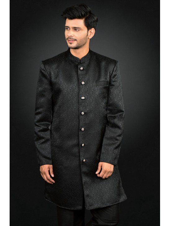 Black Coat Designer Kurta Indian Menswear Pajama Suit