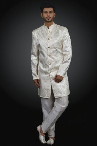 Gold Prince Coat & Pajama Suit Indian Ethnic Menswear Wedding Dress