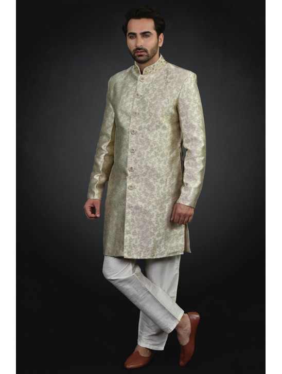 Gold Print Coat Suit Pakistani Men s Readymade Pajama Dress