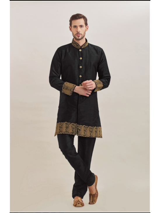 BLACK GOLD KURTA AND PAJAMA READY TO WEAR MENSWEAR EID OUTFIT