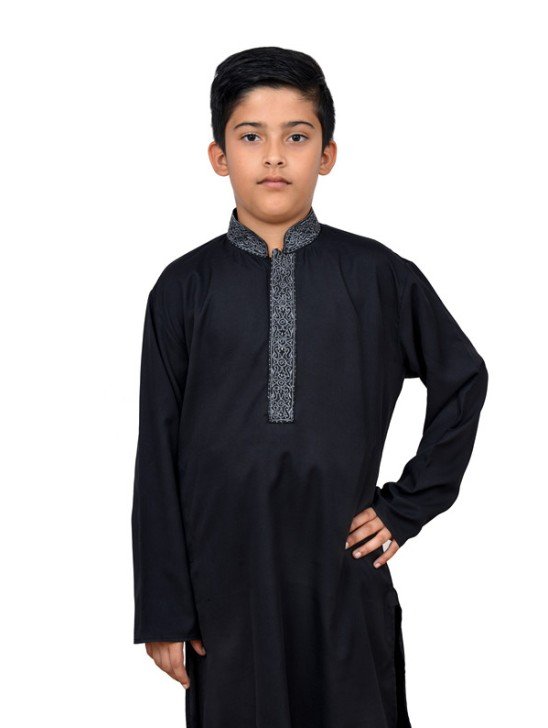 ZBAC-01 BLACK POLYESTER READY MADE BOYS WEAR SHALWAR KAMEEZ