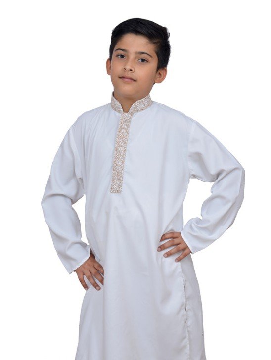OFF WHITE YOUNG BOYS READY MADE SALWAR SUIT