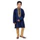 NAVY BLUE HEAVILY EMBROIDERED KURTA SET AND PYJAMA READY MADE BOYS SUIT