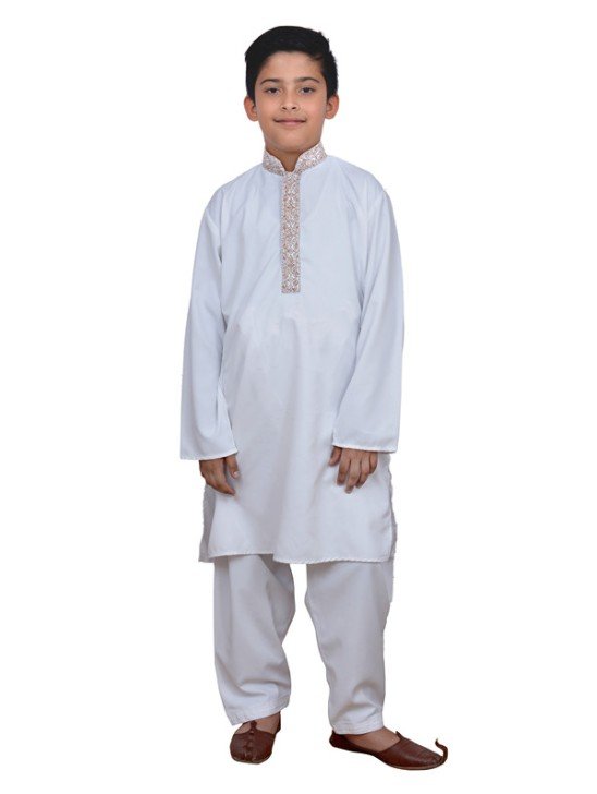 OFF WHITE YOUNG BOYS READY MADE SALWAR SUIT