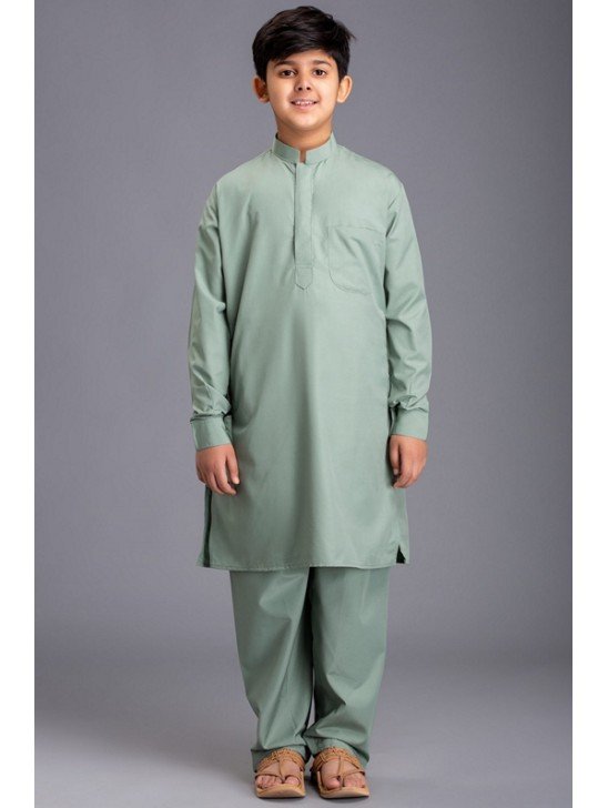 OLIVE GREEN BANGALI YOUNG BOYS SHALWAR KAMEEZ SUIT