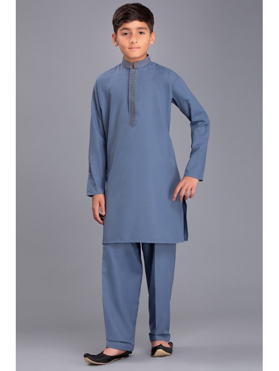 Coral Blue Pakistani Boys Salwar kameez