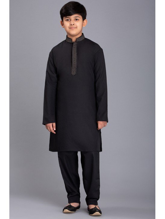 BLACK PATHAN STYLE PAKISTANI BOYS SHALWAR KAMEEZ SUIT