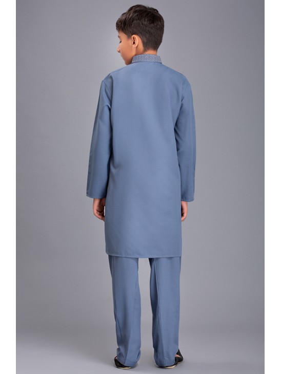 Coral Blue Pakistani Boys Salwar kameez