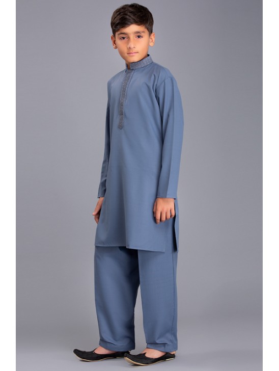 Coral Blue Pakistani Boys Salwar kameez