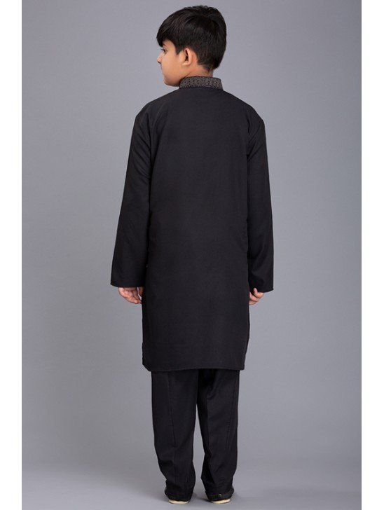 BLACK PATHAN STYLE PAKISTANI BOYS SHALWAR KAMEEZ SUIT