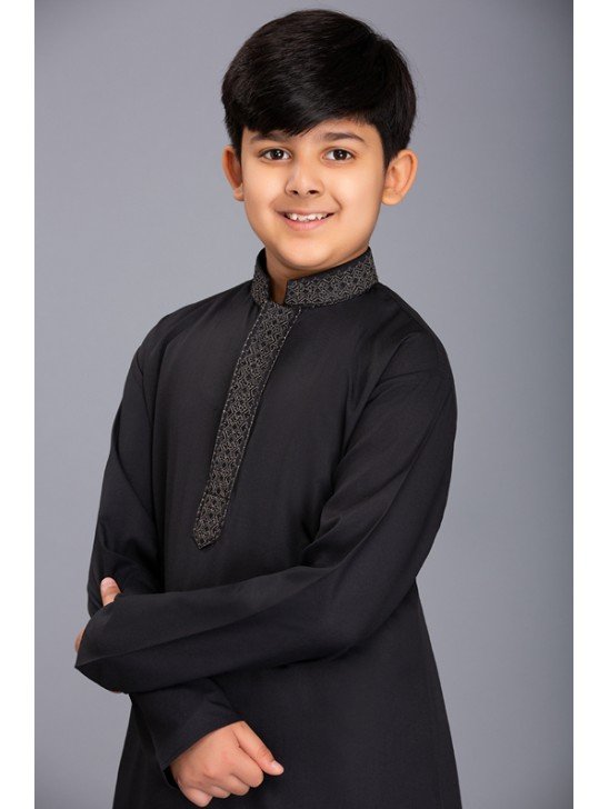 BLACK PATHAN STYLE PAKISTANI BOYS SHALWAR KAMEEZ SUIT