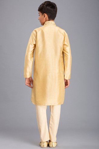 GOLD & CREAM ETHNIC STYLE BOYS KURTA PAJAMA