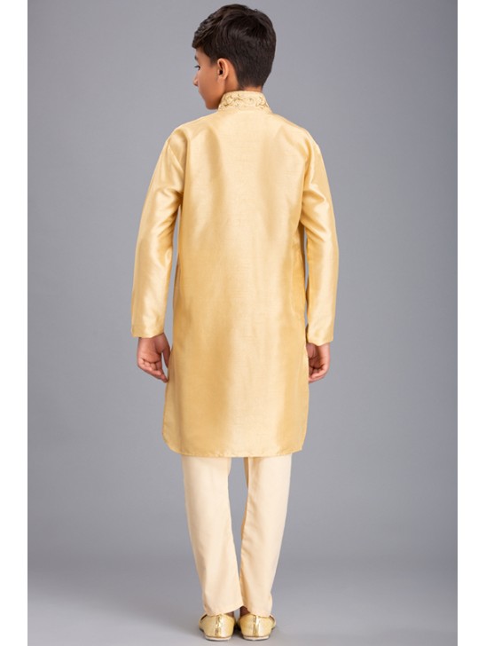 GOLD & CREAM ETHNIC STYLE BOYS KURTA PAJAMA