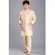 CREAM AND GOLD NEHRU JACKET, KURTA AND PAJAMA BOYS WEAR EID SUIT