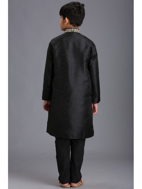 BLACK PAKISTANI DESIGNER BOYS KURTA SHALWAR