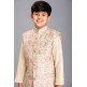 CREAM AND GOLD NEHRU JACKET, KURTA AND PAJAMA BOYS WEAR EID SUIT