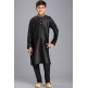 BLACK STITCHED BOYS KURTA AND PAJAMA EID SUIT