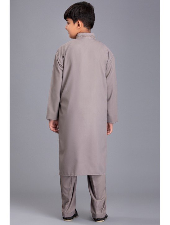 ASH GREY PAKISTANI BOYS KURTA SHALWAR EID SUIT